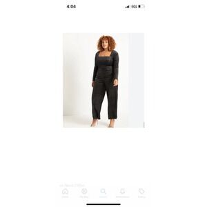 Eloquii velvet sparkle jumpsuit size 14 strong shoulders Shimmer Square Neck